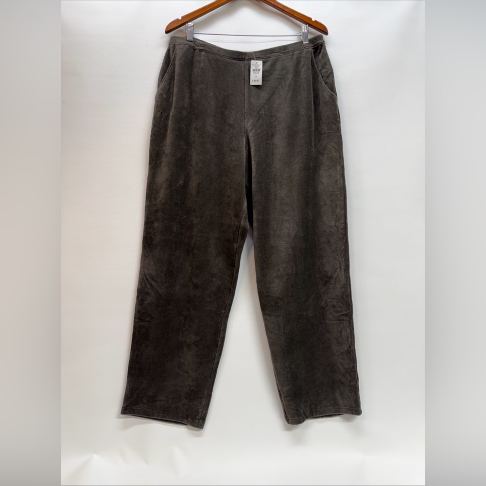 NWT LL Bean Perfect Fit Knit Cords Pants Sz 1X Corduroy Darkest Gray Lounge